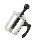 Cabilock Mousseur à Lait Manuel 400cc Acier Inoxydable 304 Filtre Double Couche Pomme De ...