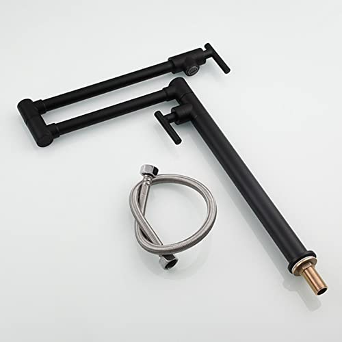 Grifo llenador de ollas negro con brazo articulado doble plegable para cocina
