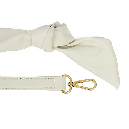 Pixie Mood LUNA-SB-COCO-OS Ruched Body Knotted Strap Recycled Vegan Leather Crossbody Shoulder Handbag, Coconut Cream4