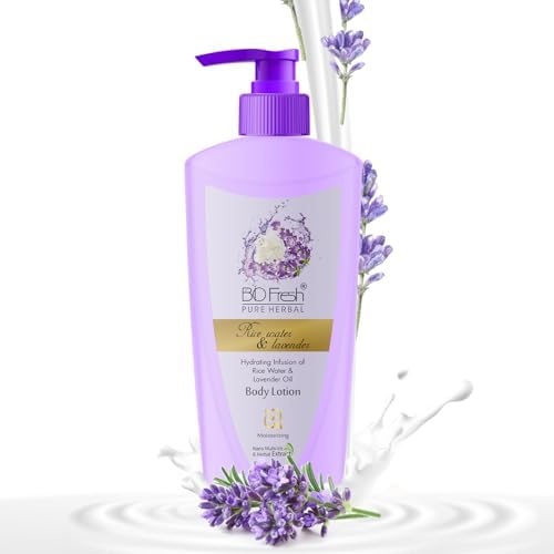 BIOFRESH HERBALS Body Lotion - Rice Water & Lavender 24-Hour Moisture Skin Care, Lightweight & Non-Greasy, with Natural Fairness Extract (850ml)