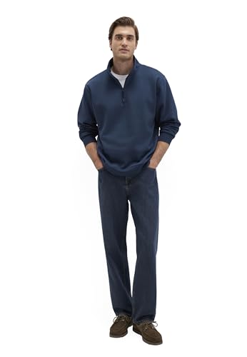 Sudadera media cremallera para hombre jersey casual estilo pullover Mavi azul 5
