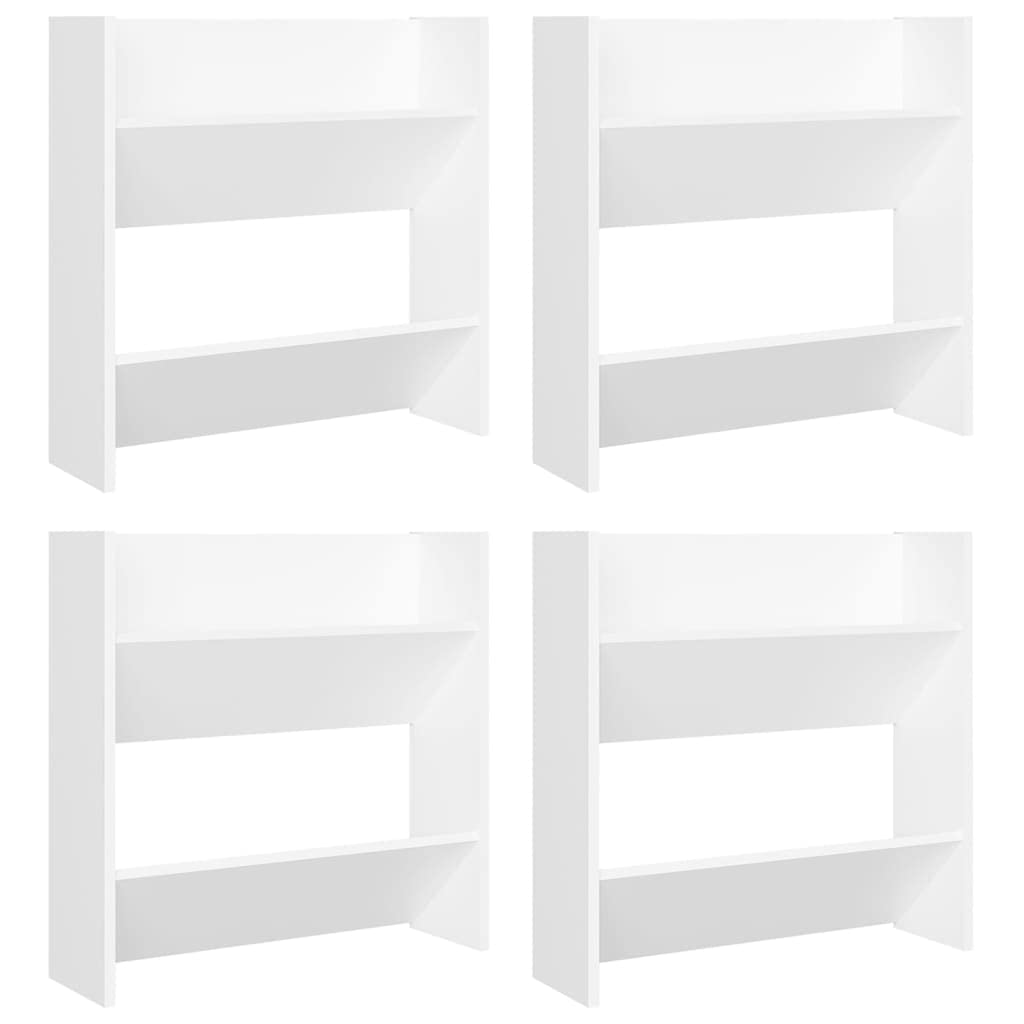 vidaXL 4x Wall Shoe Cabinets Wardrobe Storage Shoe Organiser Rack Shelf Wall-Mounted Hanging Shoe Cabinet Household Supplies Chipboard White