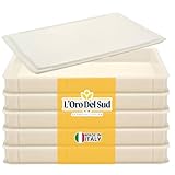 L'Oro Del Sud Commercial Dough Proofing Box Tray with Lid, White, 5 Pack, 23.6' x 15.74' x 2.75', Size Stackable Pizza Container, Bin Resistance to impact, temperature changes, Made in Italy