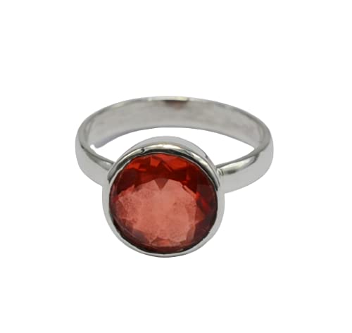 Bague en argent 925 et quartz orange taille 7 USA style bicolore Meadows