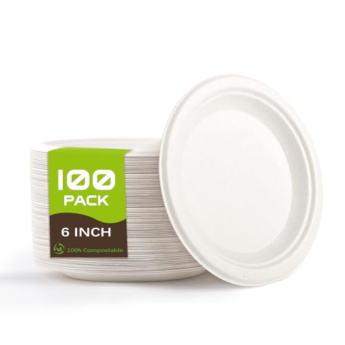 Yidaxing 100 Pcs Assiettes Jetables, Assiettes Papier Rondes, Vaisselle Jetables en Carton pour Fournitures de Restauration Fête Anniversaires Camping...