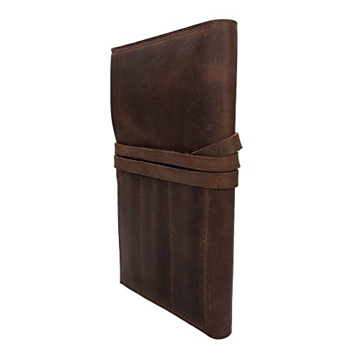 Image of Squared Pencil Case Handmade from Full Grain Leather - Bourbon Brown