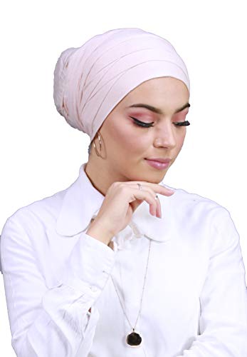 Turban hijab à enfiler bonnet croisé pour femme musulmane voilée TU-2 (Crème) Cover