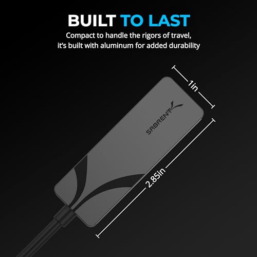 Image of SABRENT USB-C to 2.5Gbps Ethernet Adapter, Aluminum USB-C to RJ45 Network Adapter for MacBook Pro /Air, iPad Pro (2018 & Later), Windows, Linux (NT-25GA)