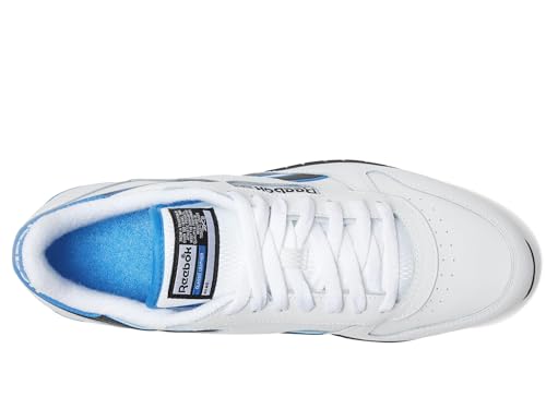 Reebok Unisex Classic Leather Sneaker, White/Kinetic Blue/Black, 5.5 Women/4 Men