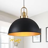 Febeleven Industrial Black Large Pendant Light 15.74' Matte Finish Metal Light Fixture Farmhouse Hanging Light for Kitchen Island Dining Room Hallway