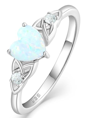 Celtic Knot Rings for Women 925 Sterling Silver Solitaire Ring Wedding Engagement Band Heart Birthstone Jewelry Size 5-10