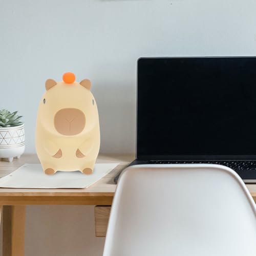 Lámpara de Mesa de Noche de Silicona Kawaii Ajustable Khaki miniatura 7