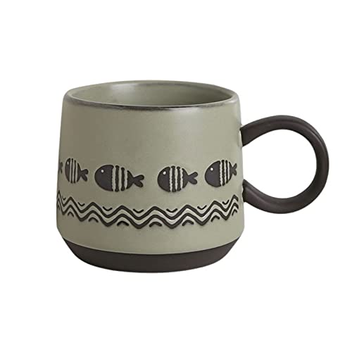 DDKYHU Tassen, Vintage-Becher aus rauer Keramik, 450 ml, große Kapazität, Kaffeetasse, Trinkbecher fürs Büro, hochtemperaturbeständige Kaffeetasse (A)