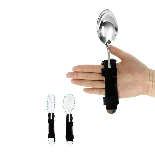 haozaikeji Adaptive Utensil Holder Adjustable Universal Cuff Utensil Cuff Strap Assistive Hand Grip Holder for Tremors Arthritis Parkinson Elderly Disabled Weak Grip