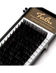 Professional Premade Fans for Lash Extensions – Handmade Volume Lash Fan Tray – Natural Look, Cruelty-Free Mink Lashes for False Eyelash Extension Kit by Fabu, Matte Black, 15mm, Classic 0.15 C-curl