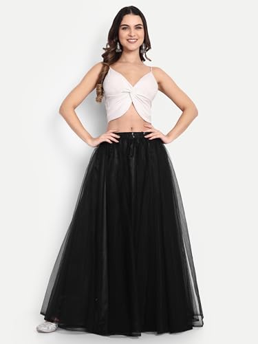 Image of TILISM Women's and Girls Solid Satin Long Skirt