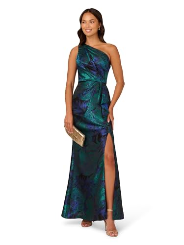 Adrianna Papell Women's One Shoulder Jacquard Gown4