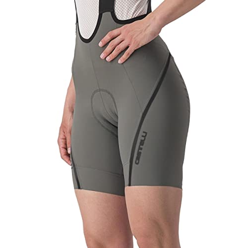 Castelli Short feminino Velocissima 3 para ciclismo de estrada e cascalho I, Cinza metálico/cinza es
