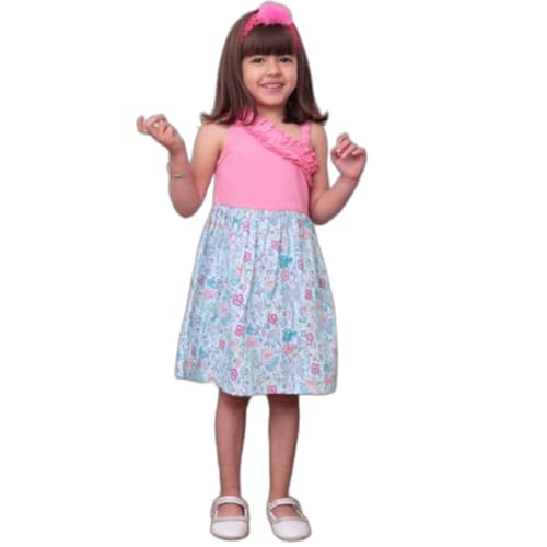 Image of Nautinati Baby Girls Strap Sleeve Fit & Flare Frock | Age 0-3 Years