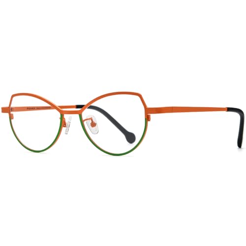 Image of FONEX Colorful Pure Titanium Glasses Frame Women Retro Round Eyeglasses
