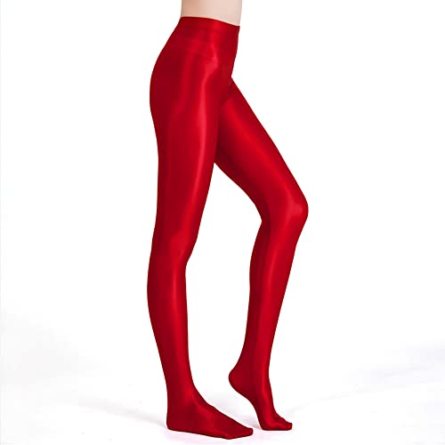 Image of cloudmall Women Sexy Semi Opaque Pantyhose Running Tights Yoga Leggings Oil Shiny Stocking