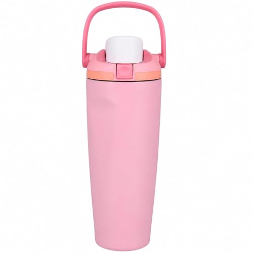 Image of HomeCloud 900ML Stainless Steel Water Bottle - Double-Wall Vacuum Insulated, Leakproof Straw Lid, BPA-Free Reusable Travel Flask with Two-Way Spout for Gym, Office & Outdoor Use (Pink)