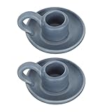 Homoyoyo 2 Stück Dekorative Keramik Kerzenständer Blau Nordischer Stil Leichter Kerzenhalter für Hochzeit Candlelight Dinner und Party Innen Außenbereich