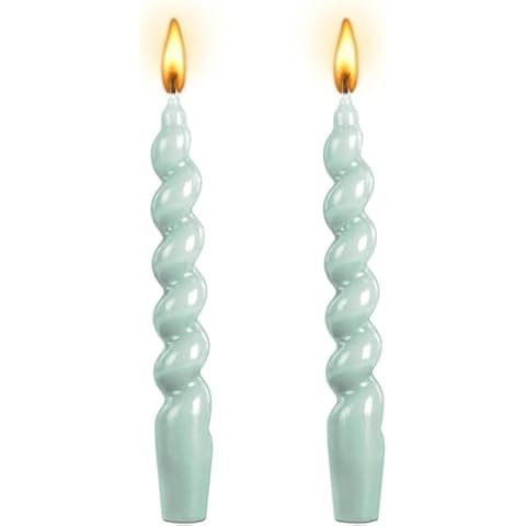 Berkebun Light Blue Spiral Taper Candle H7.5inch -Set of 2 Tapered Candles, Dripless and Smokeless,Long Candle,Tall Candlesticks, Home Dinner, Party, Wedding, Halloween, Churches,Christmas Cover