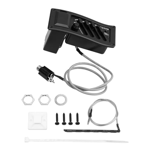 Ecualizador de 4 bandas para guitarras acústicas y de caja, con instalación preconectada y accesorios incluidos