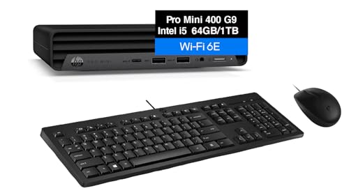 Image of HP Pro Mini 400 G9 Business Mini Desktop (14th Gen 14-core Intel i5-14500T (Beats i7-12700T), 64GB DDR4, 1TB PCIe SSD, WiFi 6E+BT 5.3, RJ-45, 2 Display Port + HDMI, Win11Pro) w /USB Mouse & Keyboard