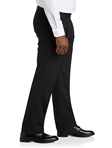 Oak Hill by DXL Men's Big and Tall Waist-Relaxer Pleated Suit Pants Charcoal 52 x 303