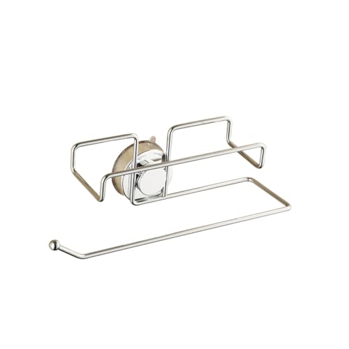 PAMINGONO Portarrollos de Papel para Cocina sin Taladro con Potente Ventosa Soporte Mural Ajustable para Toallas y Diseño Ergonómico y Acabado Electropintado para Baño y Cocina