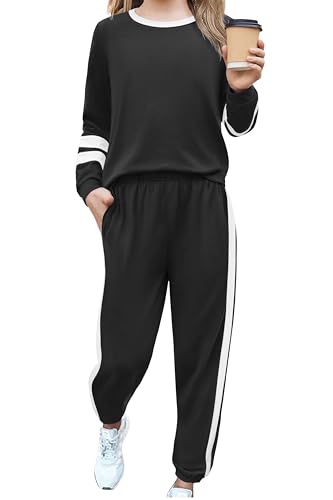 Zaclotre Girls 2 Piece Outfit Fall Long Sleeve Sweatshirt and Jogger Pants with Pockets Kids Tracksuit Sweatsuit Set