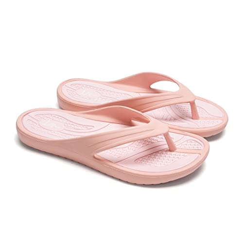 LM Women's Flip Flops Thong Sandals Casual Sandals Shower Shoes Beach Slippers Slides Sandals Slip on Water Shoes (9, Light Pink) - Image 4