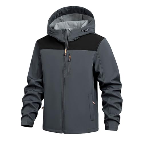 DASONLUE Chaqueta de senderismo para hombre, de invierno, cortavientos, cortavientos, impermeable, para exteriores, bloque de color, chaqueta softshell, cómoda y práctica, chaqueta de trabajo de