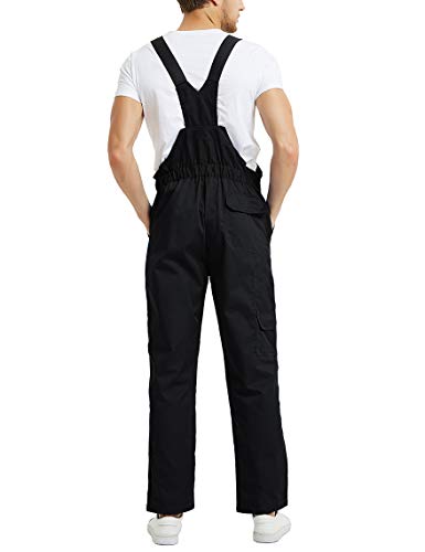 TOPTIE 8.5 Oz Men's Big and Tall Bib Overall with Tool Pockets-Black-L