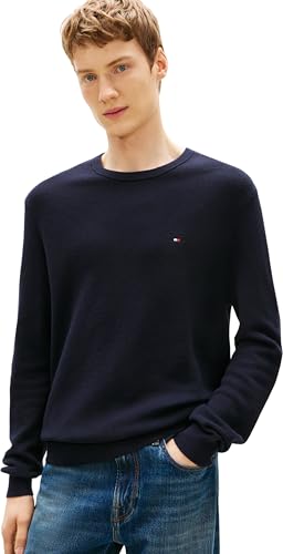 Tommy Hilfiger Pull Homme Essential Structure Crew Neck Regular Fit, Bleu (Desert Sky), XL