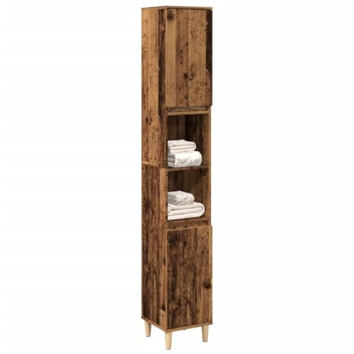LAPOOH Armario de baño Madera de ingeniería Envejecida 30x30x190 cm, Muebles para Baño, Armario Baño, Mueble Baño Auxiliar, Columna Baño, Auxiliares para Baños - 857102