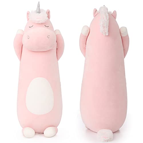 Lanmore 23.6" Unicorn Body Pillow Large Hugging Pillow Unicorn Stuffed Animal,Soft Plush Toy For Kids Girl, Animal Body Pillow For Christmas Birthday Valentine's Day, Pink #TOP1