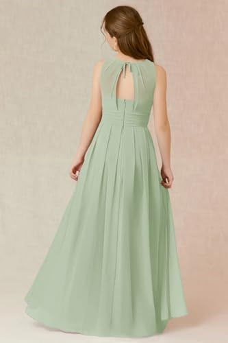 Pleated Chiffon Junior Bridesmaid Dresses for Wedding Sleeveless Flower Girl Dress Long Formal Party Dress for Girls3