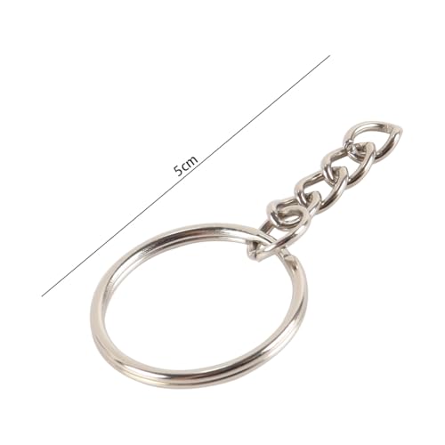 Riven 100 Stück 25mm Schlüsselanhänger mit Kette, Schlüsselanhänger Spaltringe mit Kette, für DIY Bastelprojekte und individuelles Zubehör