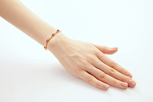 Image of Rylos Bracelets for Women Yellow Gold Plated Silver XOXO Hugs & Kisses Tennis Bracelet Gemstone & Diamonds Adjustable to Fit 7 inch-8 inch Wrist, 10 Gorgeous 6X4MM Jewelry for Women Friendship Bracelets
