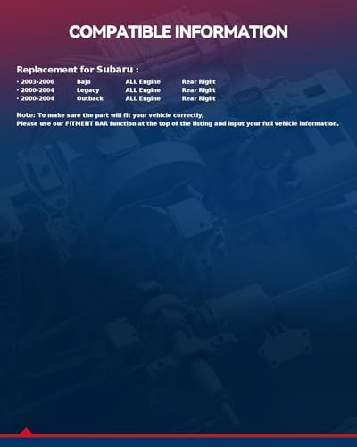 Image of KAX Disc Brake Caliper Assembly Fit for 2000-2004 Subaru Outback, 2000-2004 Subaru Legacy, 2003-2006 Subaru Baja, Automotive Replacement Brake Caliper, Rear Right Passenger Side