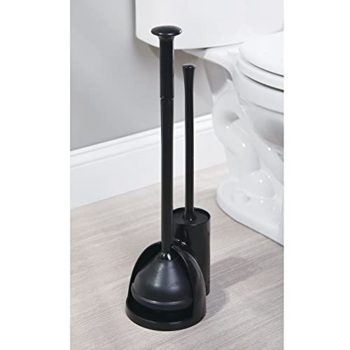 Image of mDesign Hidden Plunger and Brush Set for Toilet Bowl - Combo with Holder Caddy - Aura Collection - Black