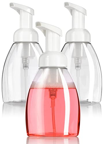 JUVITUS 250 ml / 8.3 oz Clear PET Plastic Refillable Travel Foamer Pump (3 Pack)