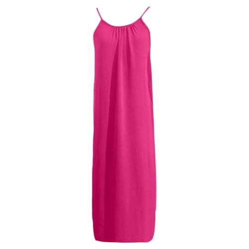 Image of HTHLVMD Backless Cami Dress Summer Dresses for Women 2026 Spaghetti Strap Dresses Womens Solid Color Backless Cami Dress
