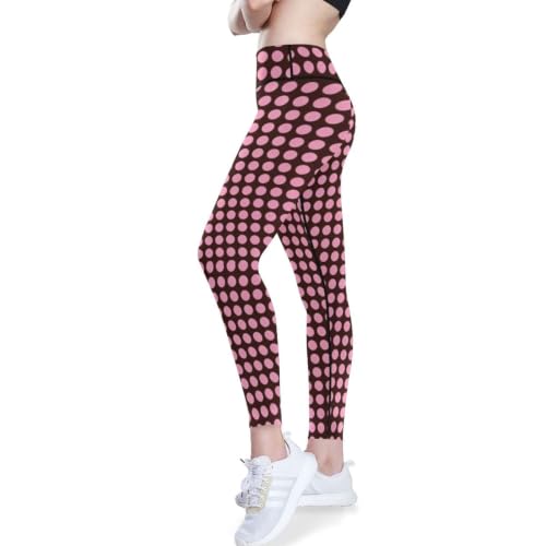 Leggings de yoga para mujer ropa deportiva elástica Y2k de lunares retro rosa marrón XS-XXL 2
