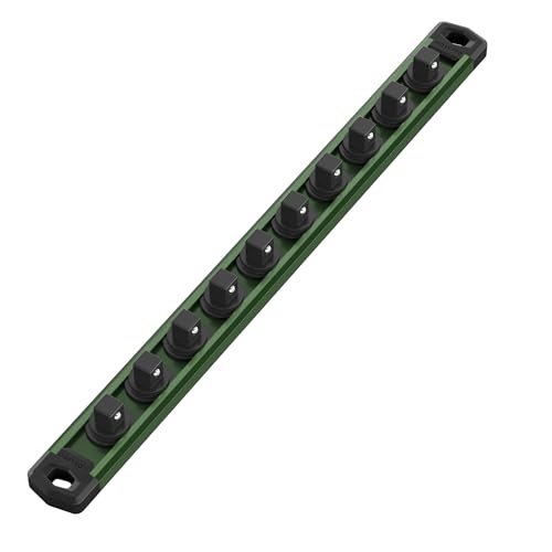 Image of WORKPRO Magnetic Socket Organizer, Heavy Duty 3 /8-Inch Drive Socket Rail | Aluminum Alloy, 10 Pieces Clips, Rotatable & Movable Clips, Efficient Organization