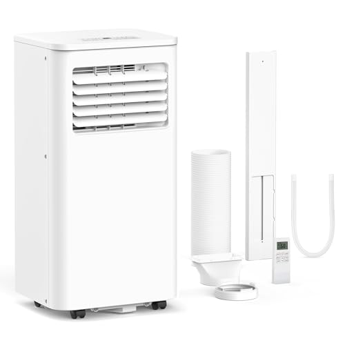 ZAFRO 8,000 BTU Portable Air Conditioners, 4 Modes Portable AC Unit Built-in Cool/Dehumidifier/Fan/Sleep, 24Hrs Timer, for Bedroom/Indoor Rooms, White