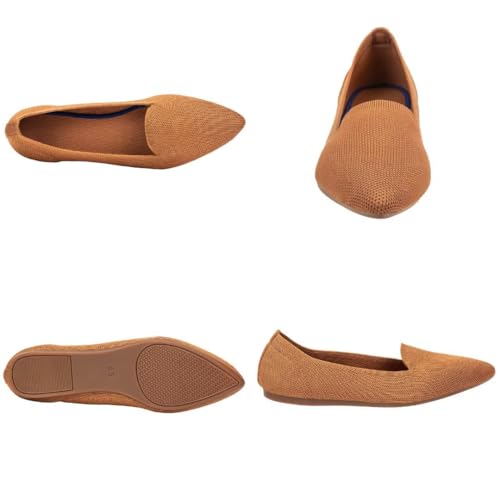 Image of Frank Mully Women's Casual Loafer Flats Slip On Loafer Shoes Comfortable Knit Flat Shoes Classics Pointy Toe Loafer Flats,for Work,Travel